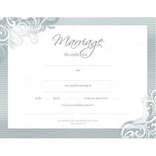 Certificate-:W-Marriage (Premium Stock Silver Foil Embossed) (Pk/6)