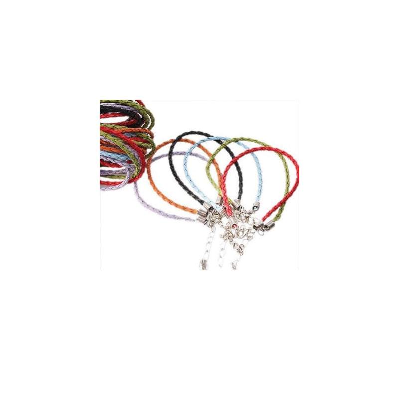 Mixed Charms Leather Plaited Bracelets Cords 36pcs