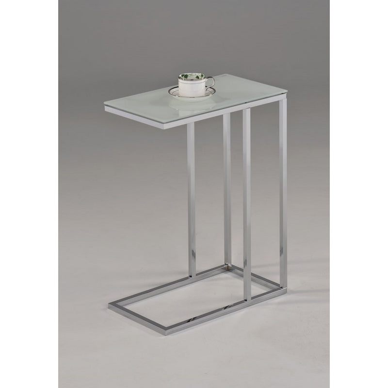 eHomeProducts Contemporary Snack Table with Glass Top, Chrome and Smoked White