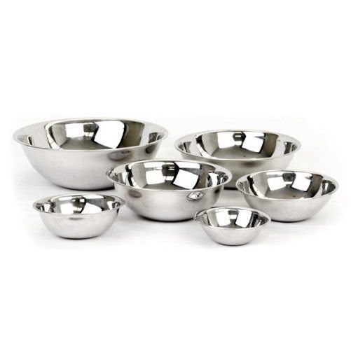 Dozenegg Set of 6 Standard Weight Mixing Bowls, Stainless Steel, Mirror Finish, 0.75, 1.5, 3, 4, 5, and 8 Qt. (Mixing Bowl Set Of 6)