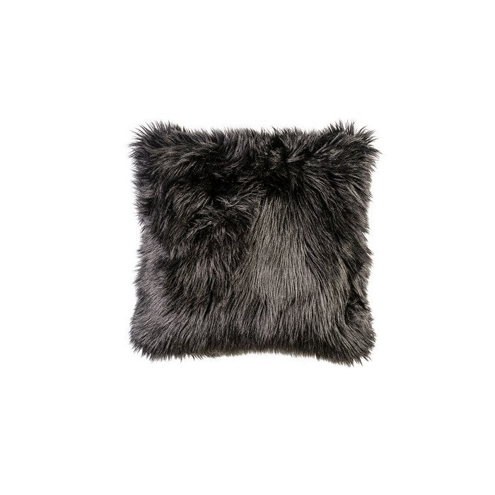 Contemporary Style Shaggy Set of 2 Throw Pillows, Black