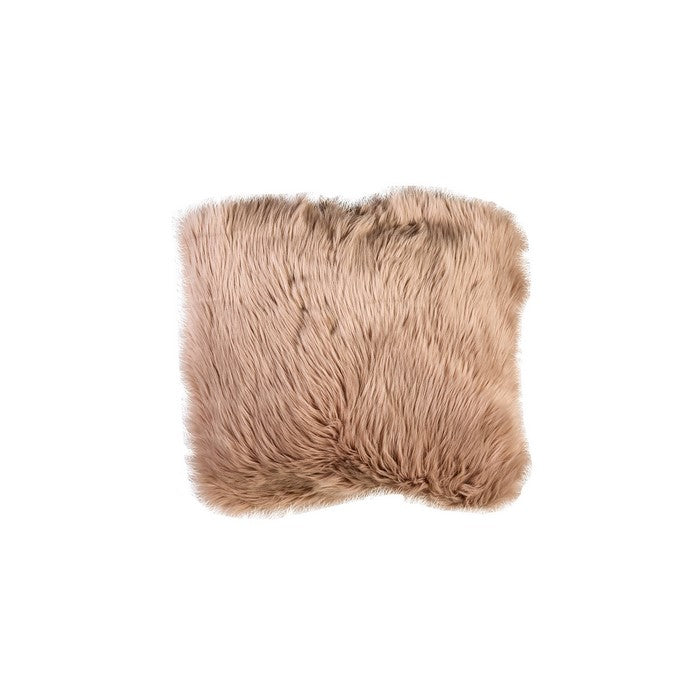 Contemporary Style Shaggy Set of 2 Throw Pillows, Blush Pink