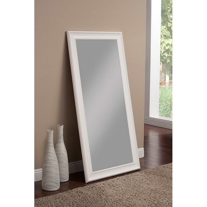 Full Length Leaner Mirror With a Rectangular Polystyrene Frame, White