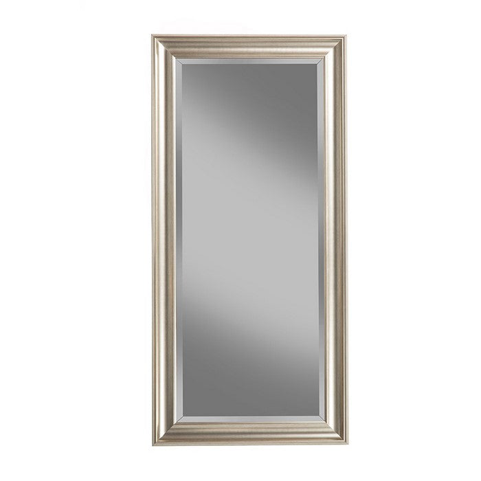 Full Length Leaner Mirror With a Rectangular Polystyrene Frame, Champagne Silver