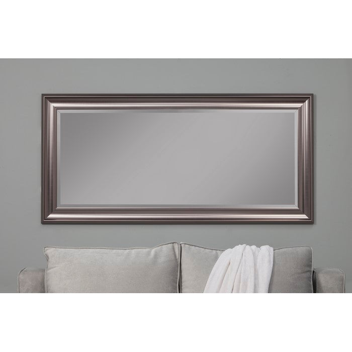 Full Length Leaner Mirror With a Rectangular Polystyrene Frame, Silver