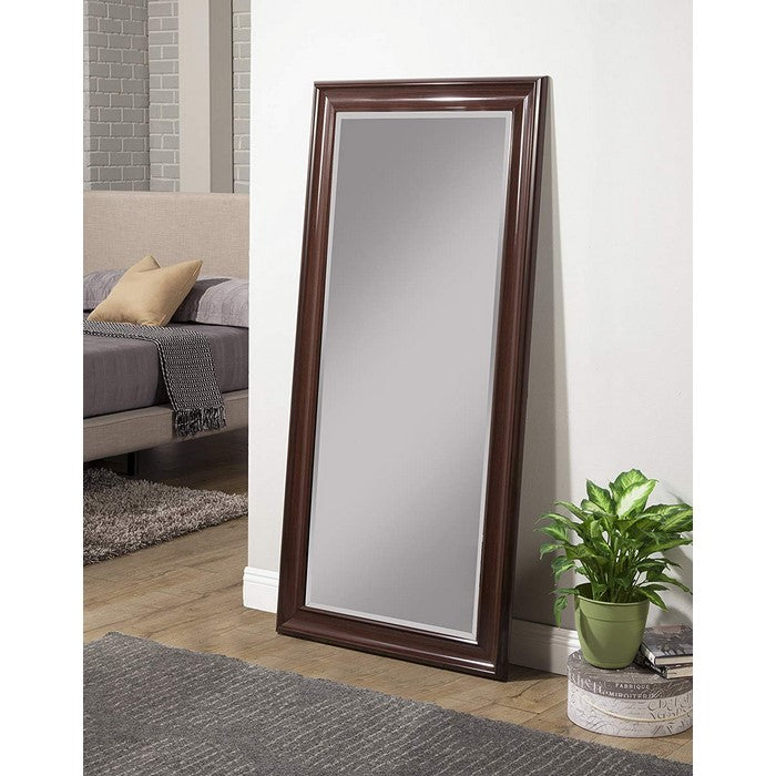 Full Length Leaner Mirror With a Rectangular Polystyrene Frame, Cherry Brown