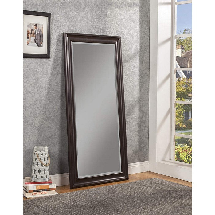 Full Length Leaner Mirror With a Rectangular Polystyrene Frame, Espresso Brown