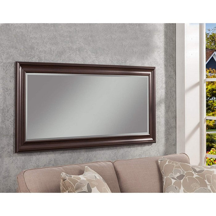 Full Length Leaner Mirror With a Rectangular Polystyrene Frame, Espresso Brown
