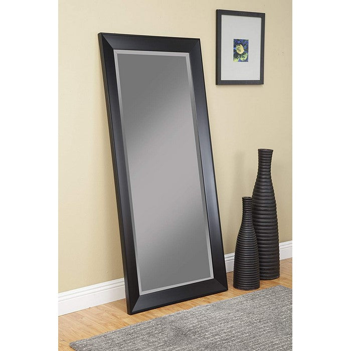Contemporary Full Length Leaner Mirror With Rectangular Polystyrene Frame, Black