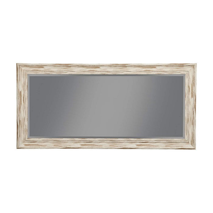 Farmhouse Style Full Length Leaner Mirror With Polystyrene Frame, Antique White