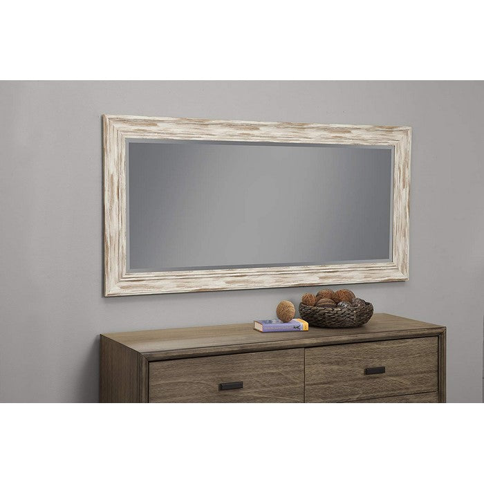 Farmhouse Style Full Length Leaner Mirror With Polystyrene Frame, Antique White