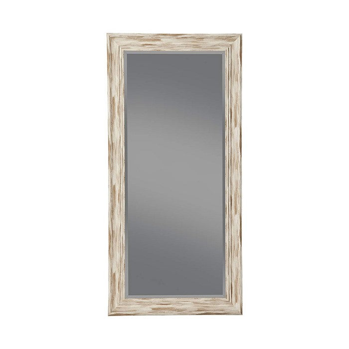 Farmhouse Style Full Length Leaner Mirror With Polystyrene Frame, Antique White