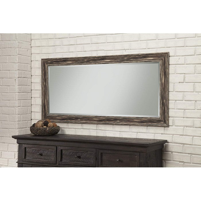 Farmhouse Style Full Length Leaner Mirror With Polystyrene Frame, Antique Black