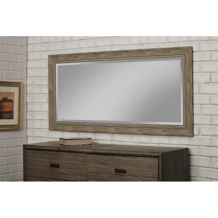 Farmhouse Style Full Length Leaner Mirror With Polystyrene Frame, Blue