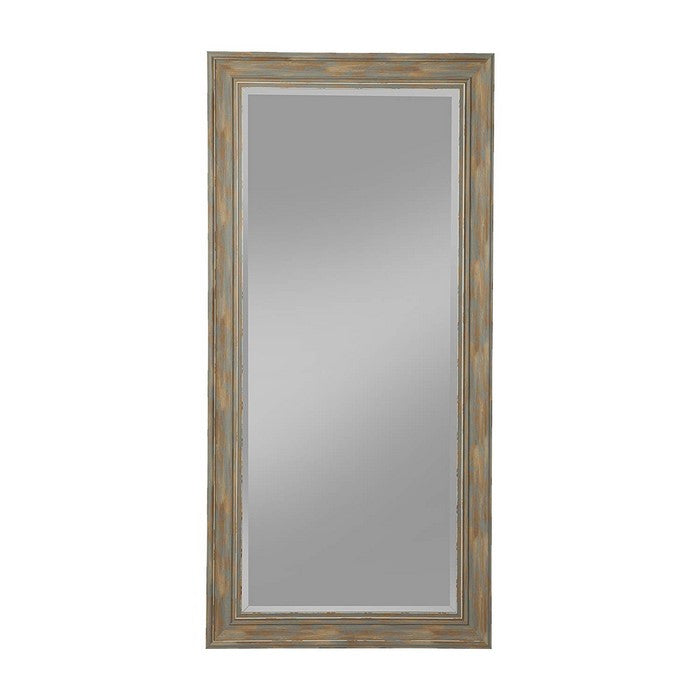Farmhouse Style Full Length Leaner Mirror With Polystyrene Frame, Blue