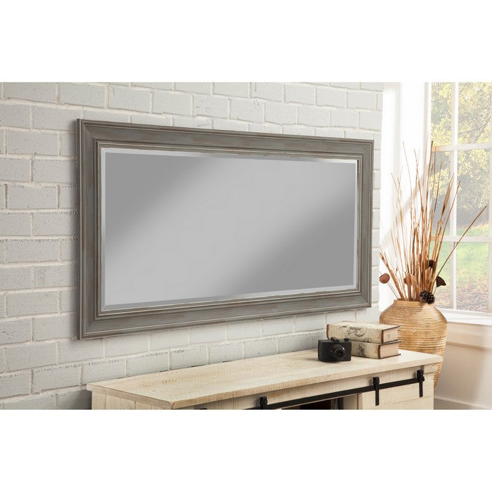 Farmhouse Style Full Length Leaner Mirror With Polystyrene Frame, Antique Gray