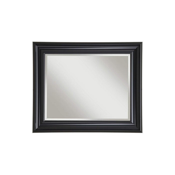 Polystyrene Framed Wall Mirror With Beveled Glass , Black
