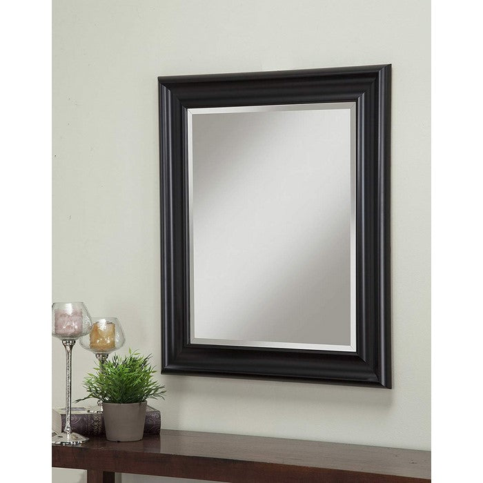 Polystyrene Framed Wall Mirror With Beveled Glass , Black