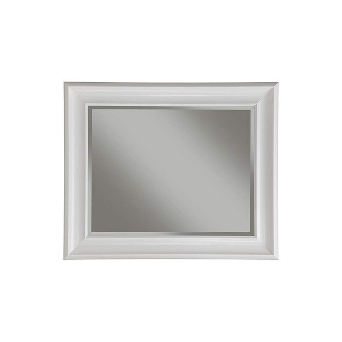 Polystyrene Framed Wall Mirror With Beveled Glass, White