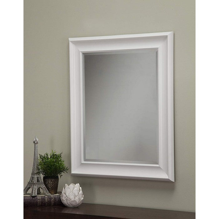 Polystyrene Framed Wall Mirror With Beveled Glass, White