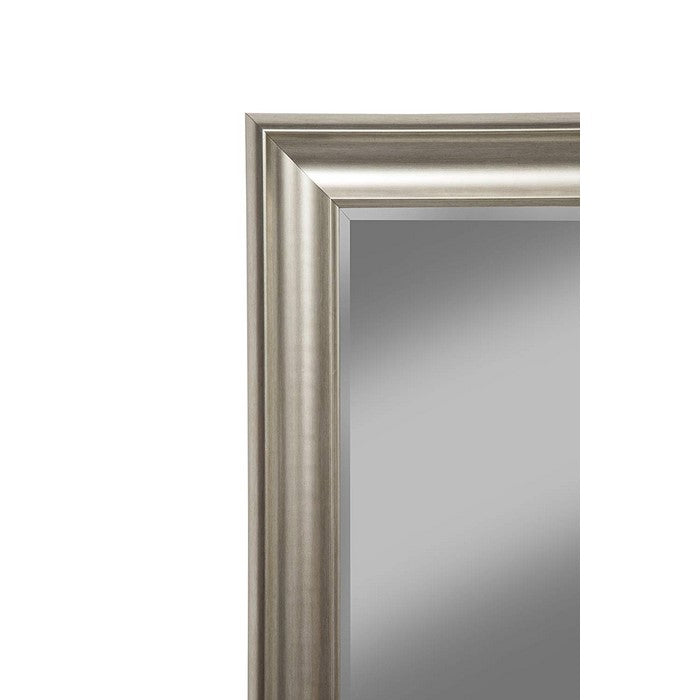 Polystyrene Framed Wall Mirror With Beveled Glass, Champagne Silver