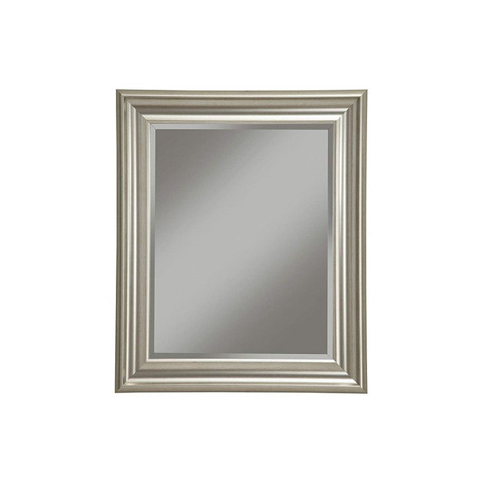 Polystyrene Framed Wall Mirror With Beveled Glass, Champagne Silver