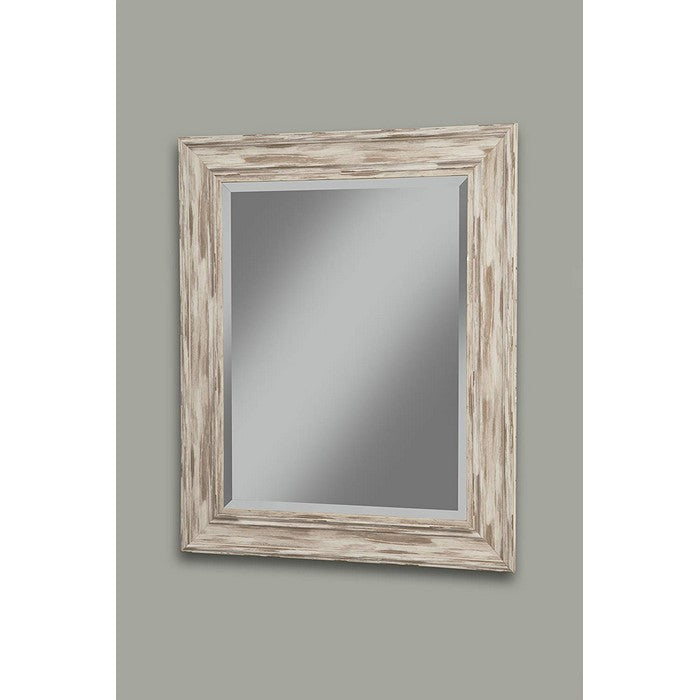 Polystyrene Framed Wall Mirror With Sharp Edges, Antique White