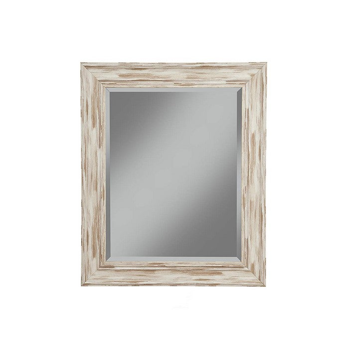 Polystyrene Framed Wall Mirror With Sharp Edges, Antique White