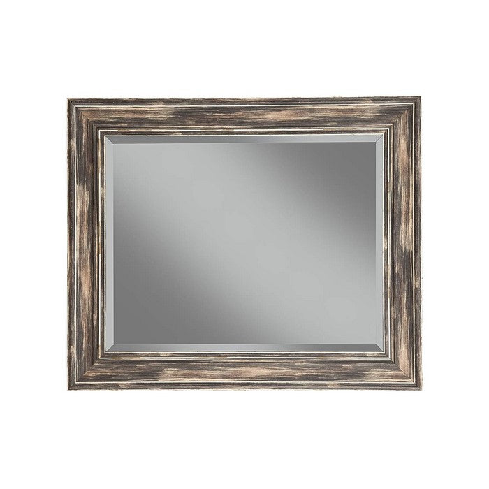 Polystyrene Framed Wall Mirror With Sharp Edges, Antique Black