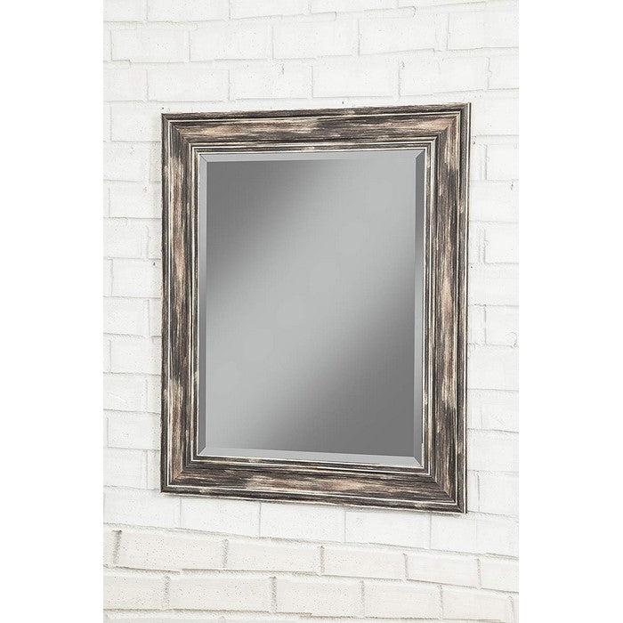 Polystyrene Framed Wall Mirror With Sharp Edges, Antique Black