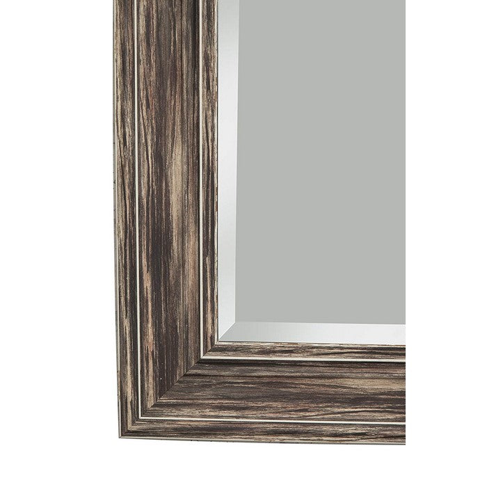 Polystyrene Framed Wall Mirror With Sharp Edges, Antique Black