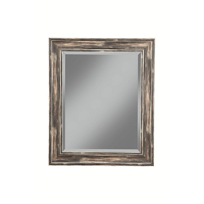 Polystyrene Framed Wall Mirror With Sharp Edges, Antique Black