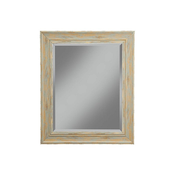 Polystyrene Framed Wall Mirror With Sharp Edges, Antique Turquoise Blue