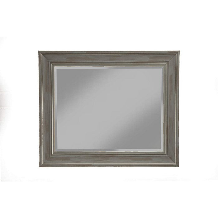 Polystyrene Framed Wall Mirror With Sharp Edges, Antique Gray