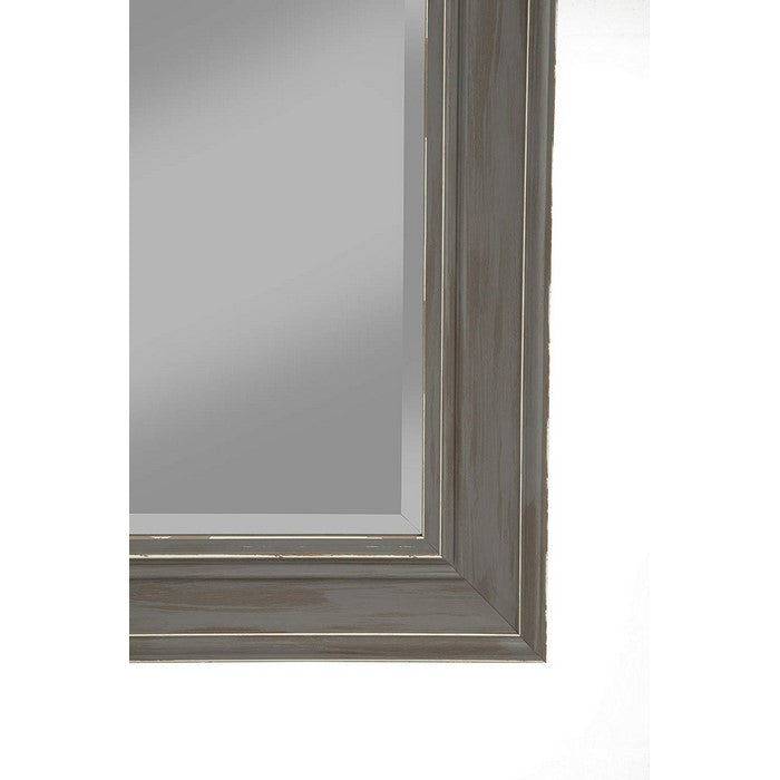 Polystyrene Framed Wall Mirror With Sharp Edges, Antique Gray
