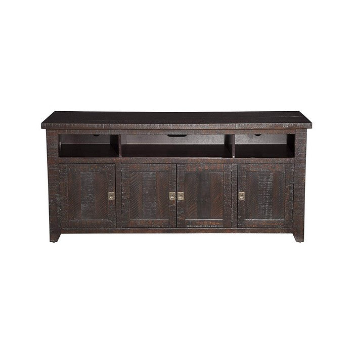 Wooden TV Stand With 3 Shelves and Cabinets, Espresso Brown