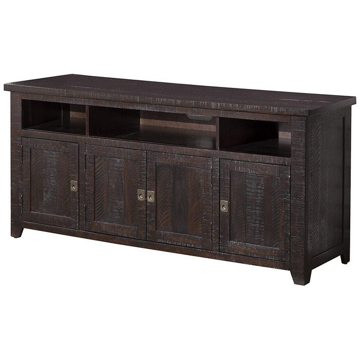 Wooden TV Stand With 3 Shelves and Cabinets, Espresso Brown