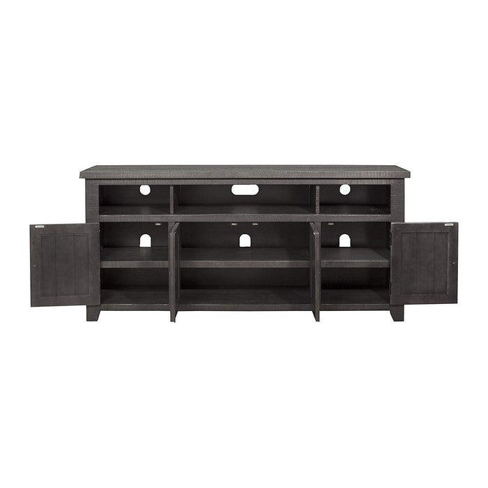 Wooden TV Stand With 3 Shelves and Cabinets, Gray