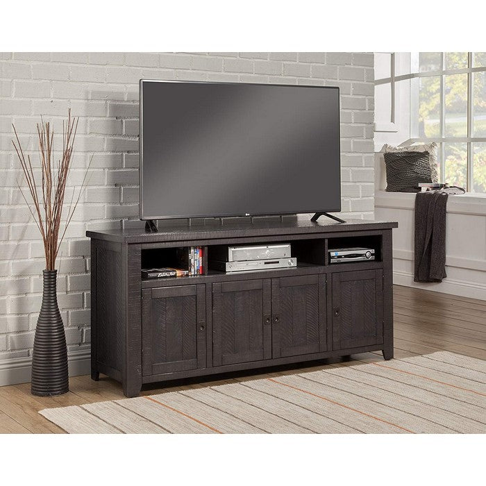 Wooden TV Stand With 3 Shelves and Cabinets, Gray