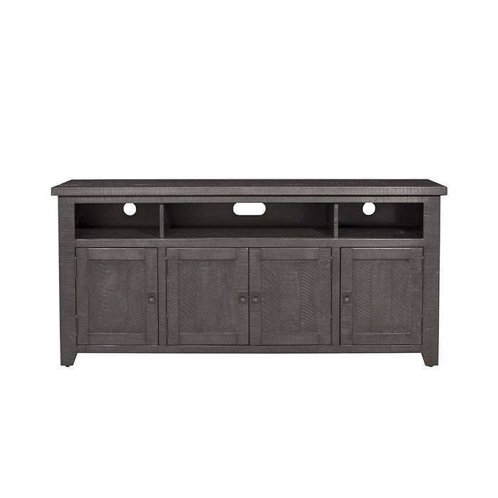 Wooden TV Stand With 3 Shelves and Cabinets, Gray