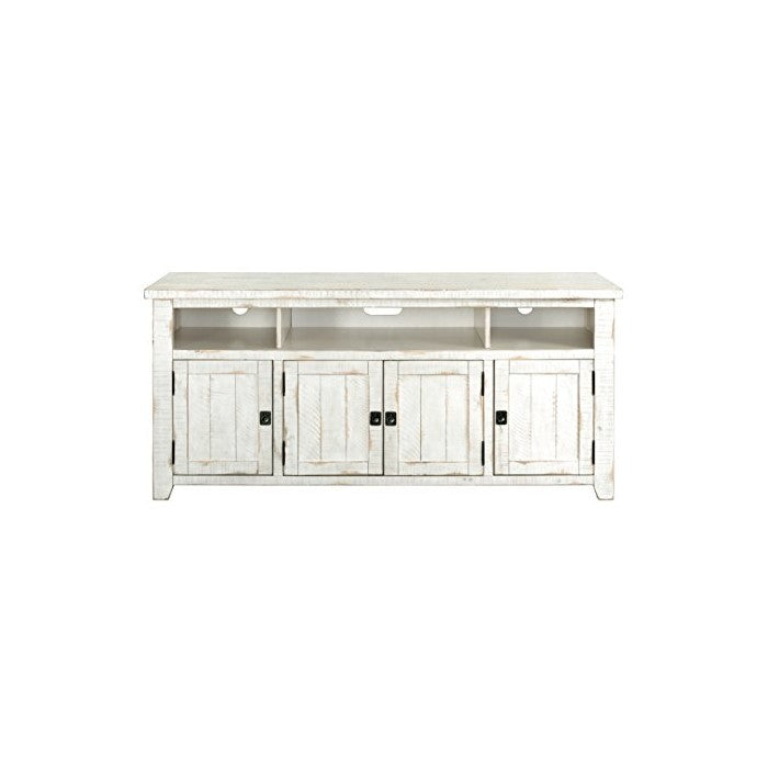 Wooden TV Stand With 3 Shelves and Cabinets, White