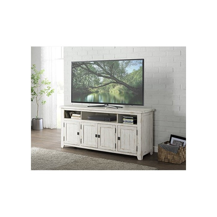 Wooden TV Stand With 3 Shelves and Cabinets, White