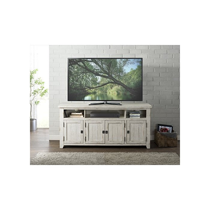 Wooden TV Stand With 3 Shelves and Cabinets, White