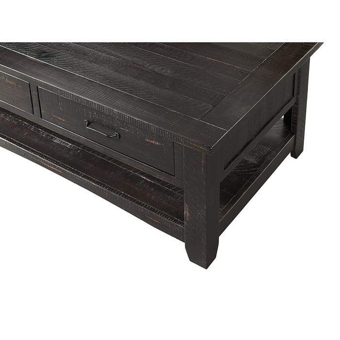 Wooden Coffee Table With 2 Drawers, Antique Black