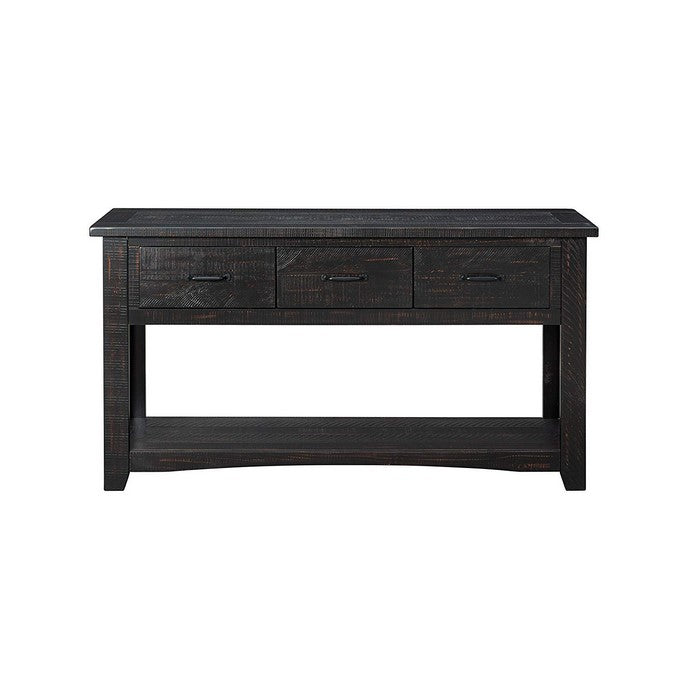 Wooden Console Table With Three Drawers, Antique Black