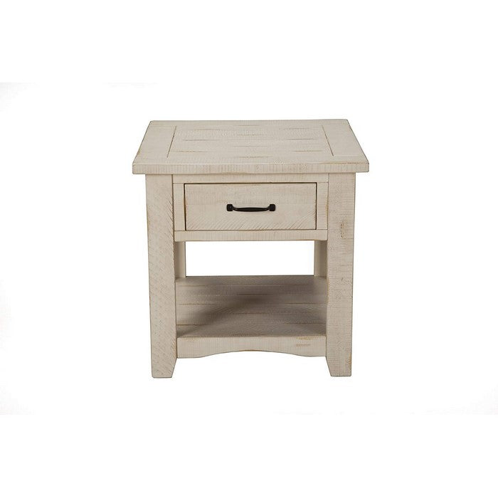 Wooden End Table With 1 Drawer & 1 Shelf, Antique White