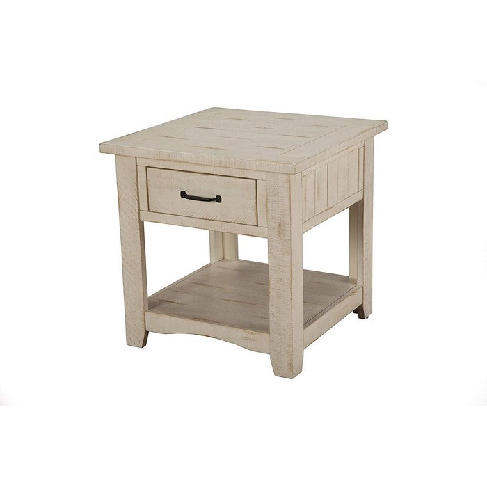 Wooden End Table With 1 Drawer & 1 Shelf, Antique White