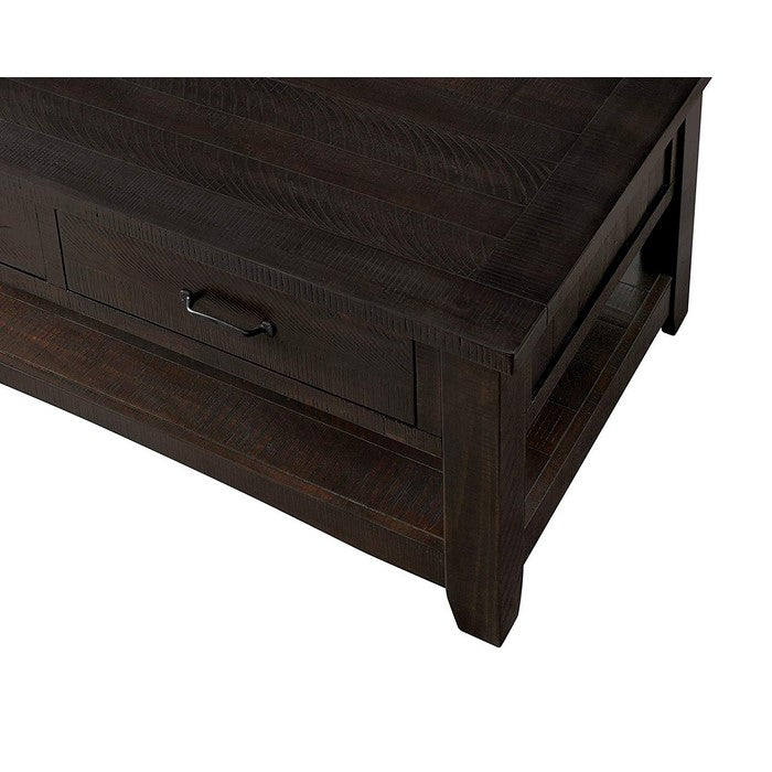 Wooden Coffee Table With Two Drawers, Espresso Brown