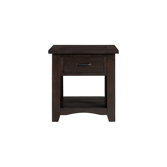 Wooden End Table With 1 Drawer & 1 Shelf, Espresso Brown