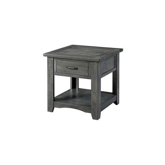 Wooden End Table With 1 Drawer & 1 Shelf, Gray